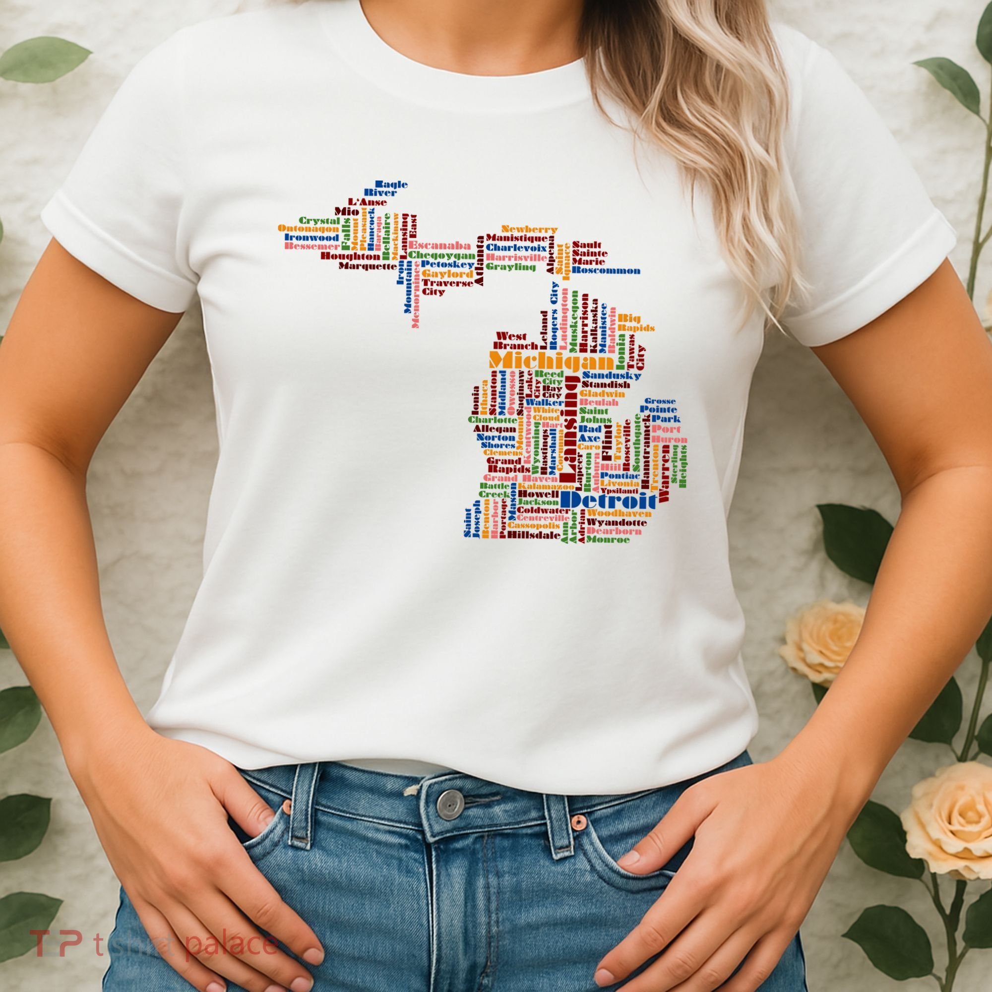 Abstract Word Cloud Map Of Michigan State Women's T-Shirt