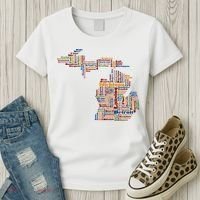 Abstract Word Cloud Map Of Michigan State Women's T-Shirt thumb 3