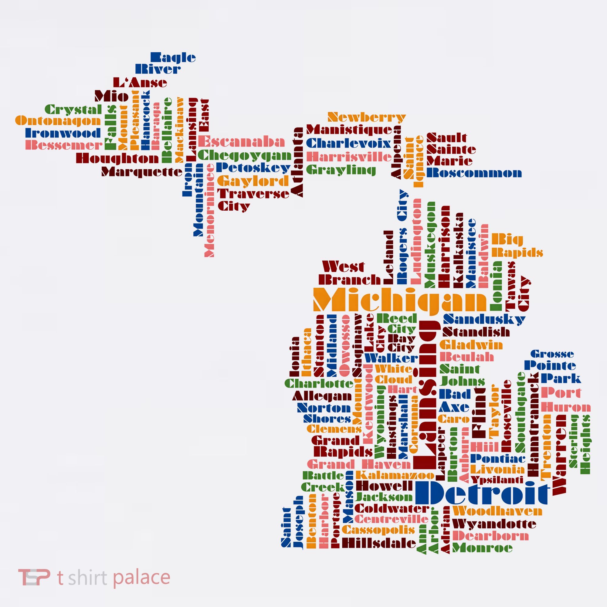 Abstract Word Cloud Map Of Michigan State Women's T-Shirt