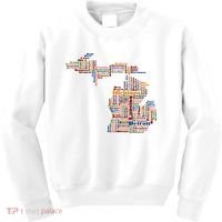 Abstract Word Cloud Map Of Michigan State Kids Sweatshirt thumb 0