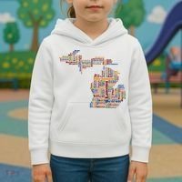 Abstract Word Cloud Map Of Michigan State Kids Hoodie thumb 3