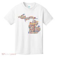 Abstract Word Cloud Map Of Michigan State Kids T-Shirt thumb 0