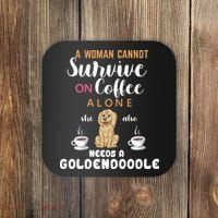 A Woman Cannot Survive On Coffee Alone She Also Needs A Goldendoodle Coaster thumb 0