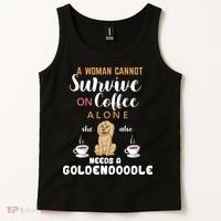 A Woman Cannot Survive On Coffee Alone She Also Needs A Goldendoodle Tank Top thumb 2