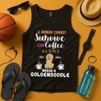 A Woman Cannot Survive On Coffee Alone She Also Needs A Goldendoodle Tank Top thumb 4