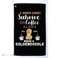 A Woman Cannot Survive On Coffee Alone She Also Needs A Goldendoodle Golf Towel thumb 0