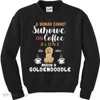 A Woman Cannot Survive On Coffee Alone She Also Needs A Goldendoodle Kids Sweatshirt thumb 0