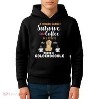 A Woman Cannot Survive On Coffee Alone She Also Needs A Goldendoodle Kids Hoodie thumb 4