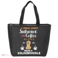 A Woman Cannot Survive On Coffee Alone She Also Needs A Goldendoodle Tote Bag thumb 0