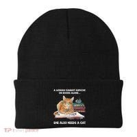 A Woman Cannot Survive On Books Alone She Also Needs A Cat Beanie thumb 0