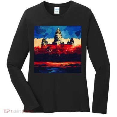 Angkor Wat Cambodia Explore Ancient Temples Women's Long Sleeve Shirt