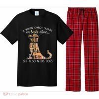 A Woman Cannot Survive On Books Alone She Also Needs Dogs Pajama Set thumb 0