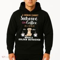 A Woman Cannot Survive On Coffee Alone She Also Needs A Golden Retriever Hoodie thumb 2