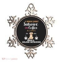 A Woman Cannot Survive On Coffee Alone She Also Needs A Golden Retriever Ornament thumb 0