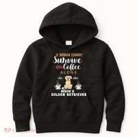 A Woman Cannot Survive On Coffee Alone She Also Needs A Golden Retriever Kids Hoodie thumb 0