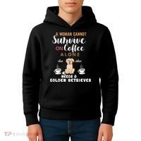 A Woman Cannot Survive On Coffee Alone She Also Needs A Golden Retriever Kids Hoodie thumb 4