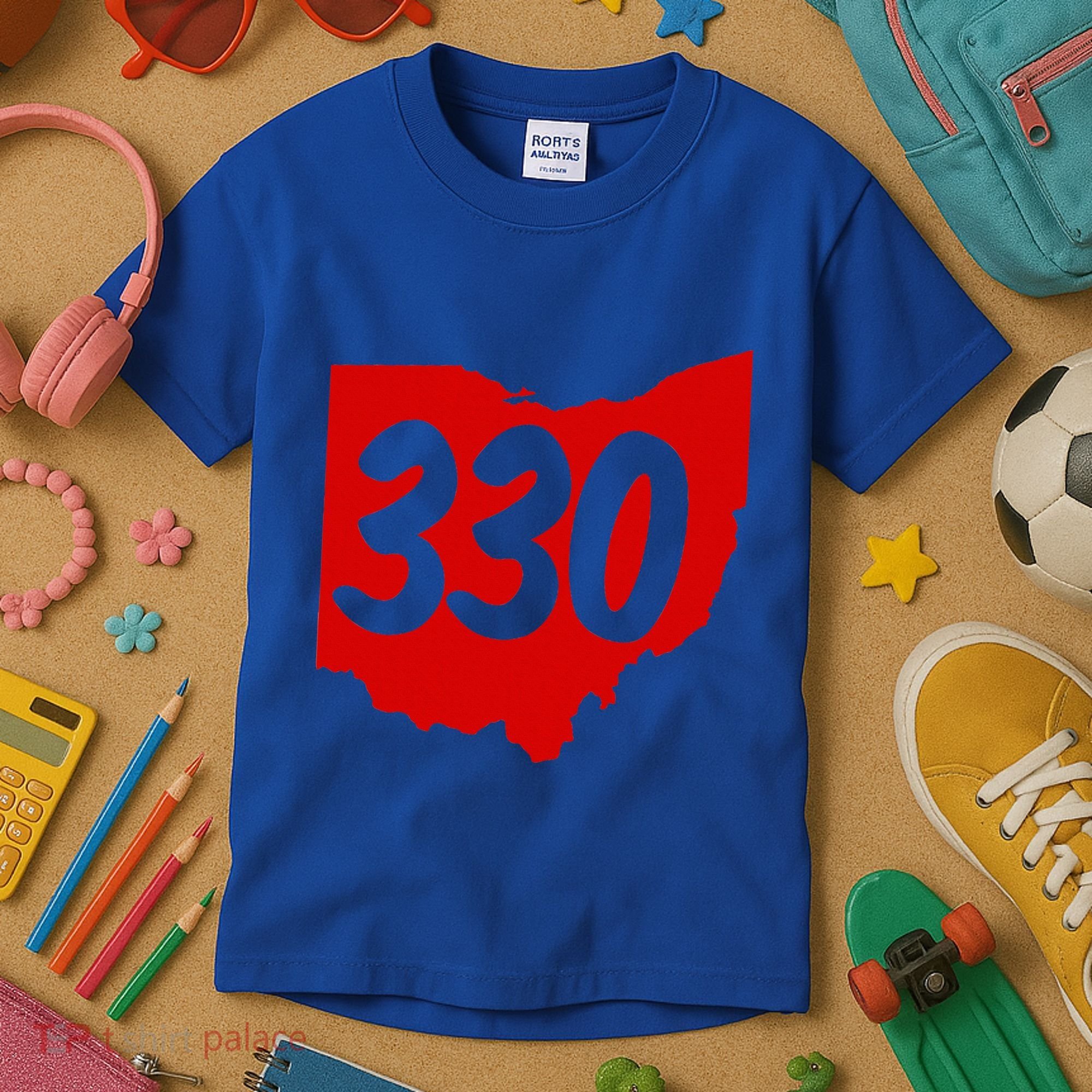 Akron Warren Canton Youngstown Ohio 330 Area Code Kids T-Shirt