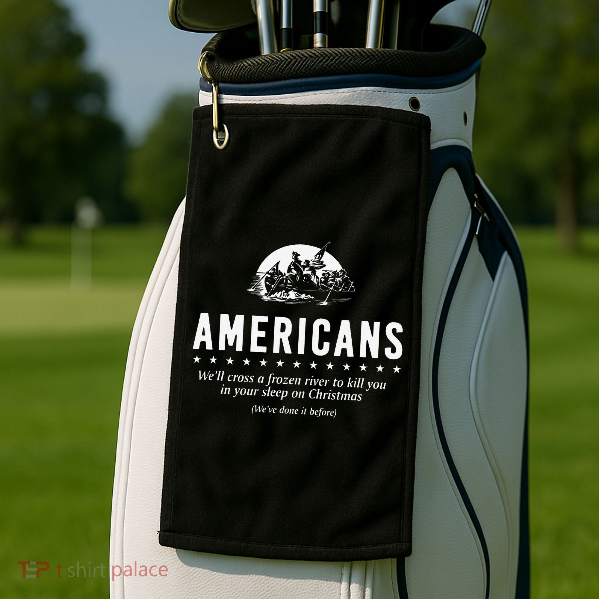 Americans WeLl Cross A Frozen River Golf Towel