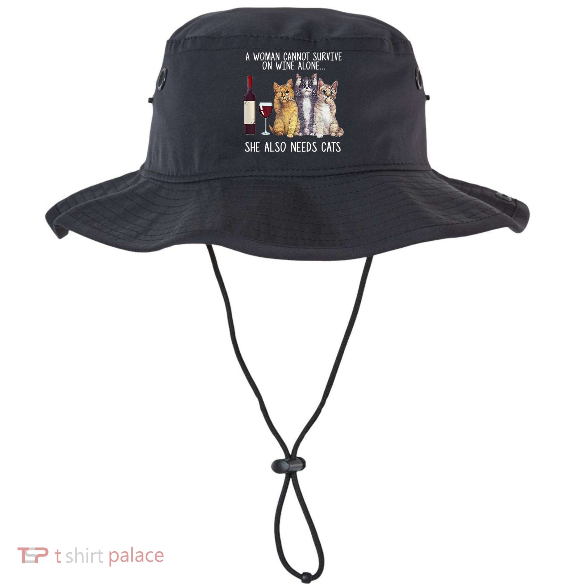 A Woman Cannot Survive On Wine Alone She Also Needs Cat Bucket Hat
