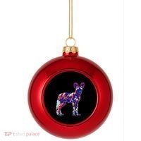 African Wild Dog Plastic Christmas Ball Ornament thumb 0
