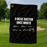 A Wise Doctor Once Wrote Medical Doctor Handwriting Golf Towel thumb 1
