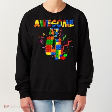 Awesome At 4 Cute Birthday Building Blocks Women's Sweatshirt