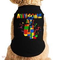 Awesome At 4 Cute Birthday Building Blocks Doggie Tank thumb 0