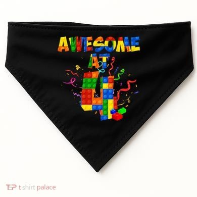 Awesome At 4 Cute Birthday Building Blocks USA-Made Doggie Bandana