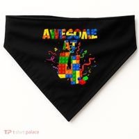Awesome At 4 Cute Birthday Building Blocks USA-Made Doggie Bandana thumb 0