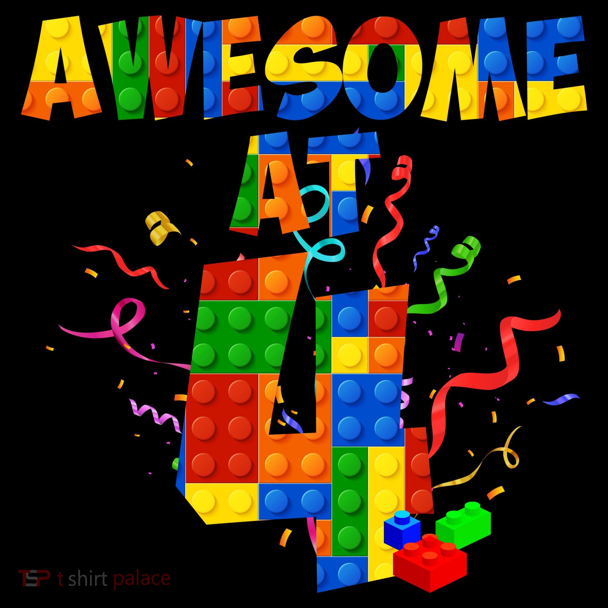 Awesome At 4 Cute Birthday Building Blocks Bucket Hat