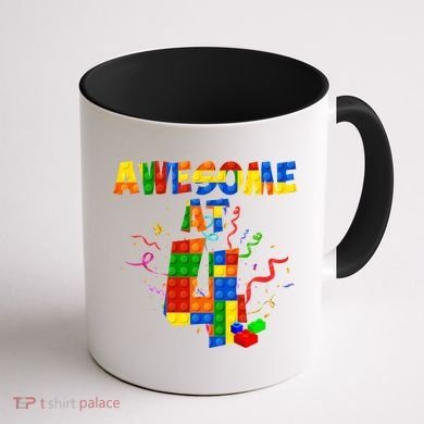 Awesome At 4 Cute Birthday Building Blocks Coffee Mug back