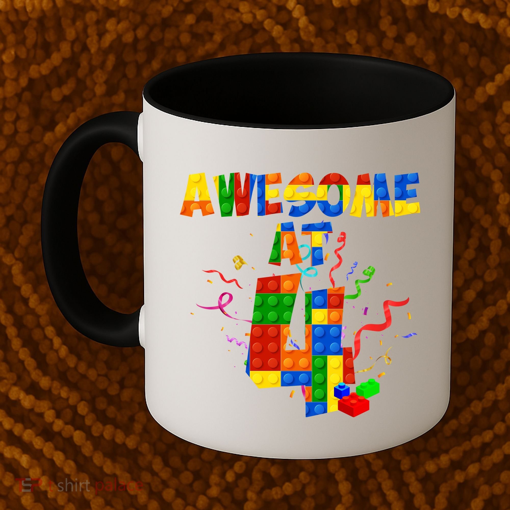 Awesome At 4 Cute Birthday Building Blocks Coffee Mug