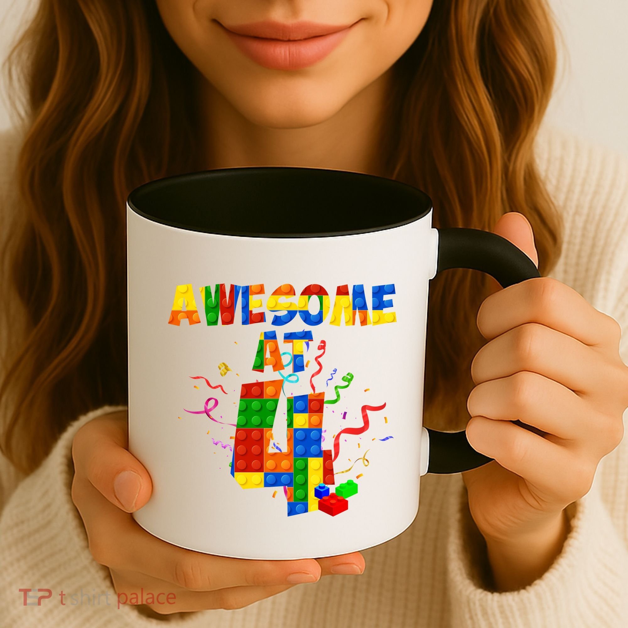 Awesome At 4 Cute Birthday Building Blocks Coffee Mug