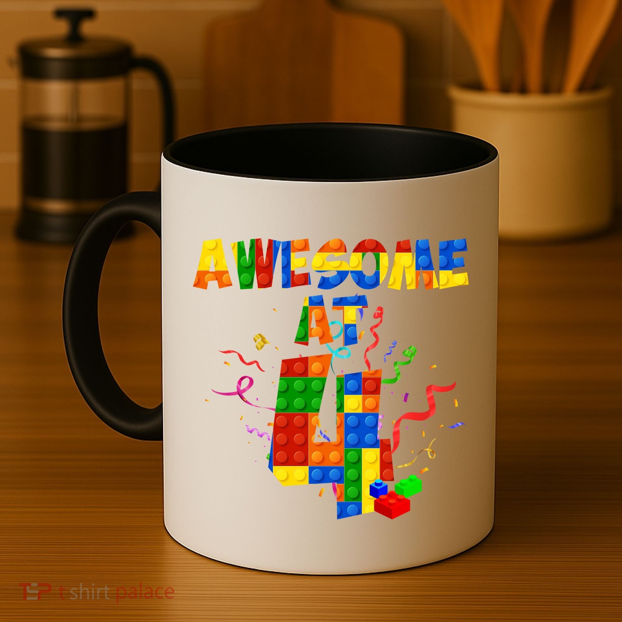 Awesome At 4 Cute Birthday Building Blocks Coffee Mug