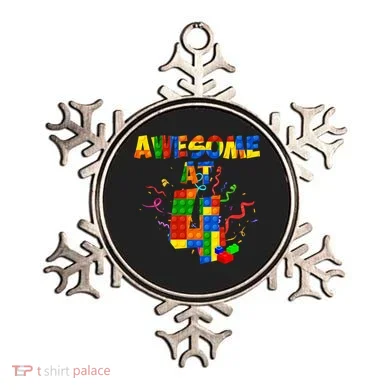 Awesome At 4 Cute Birthday Building Blocks Ornament