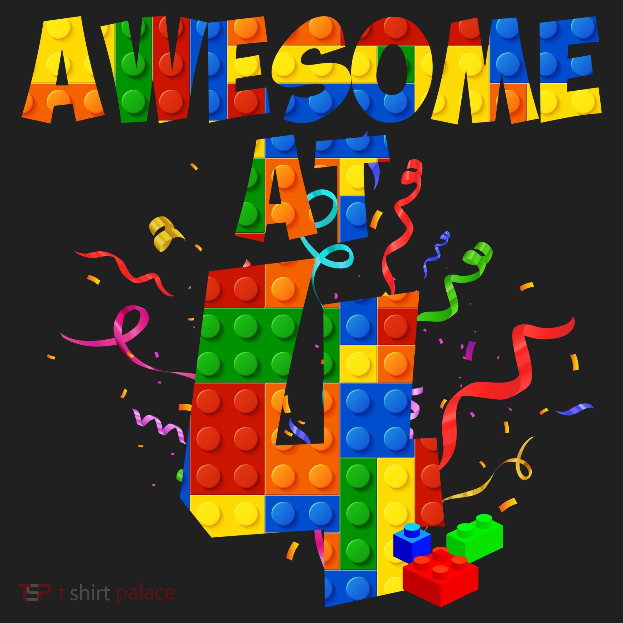 Awesome At 4 Cute Birthday Building Blocks Hat