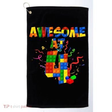 Awesome At 4 Cute Birthday Building Blocks Golf Towel