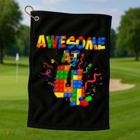 Awesome At 4 Cute Birthday Building Blocks Golf Towel thumb 1