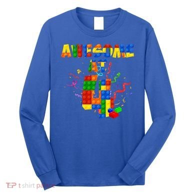 Awesome At 4 Cute Birthday Building Blocks Long Sleeve Shirt