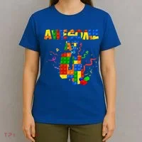 Awesome At 4 Cute Birthday Building Blocks T-Shirt thumb 4