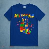 Awesome At 4 Cute Birthday Building Blocks T-Shirt thumb 5