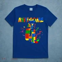 Awesome At 4 Cute Birthday Building Blocks T-Shirt thumb 5
