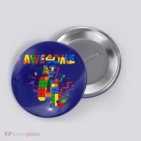 Awesome At 4 Cute Birthday Building Blocks Button thumb 0