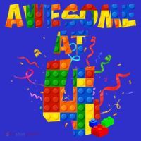 Awesome At 4 Cute Birthday Building Blocks Button thumb 1