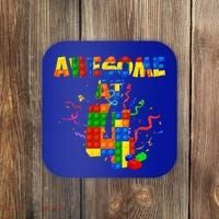 Awesome At 4 Cute Birthday Building Blocks Coaster thumb 0