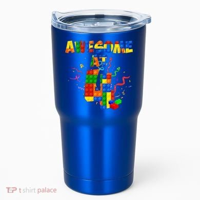Awesome At 4 Cute Birthday Building Blocks Tumbler