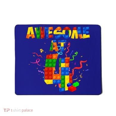 Awesome At 4 Cute Birthday Building Blocks Mousepad