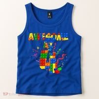 Awesome At 4 Cute Birthday Building Blocks Tank Top thumb 2