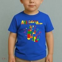 Awesome At 4 Cute Birthday Building Blocks Toddler T-Shirt thumb 2