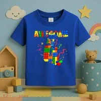 Awesome At 4 Cute Birthday Building Blocks Toddler T-Shirt thumb 3